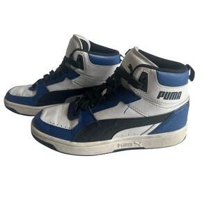 Puma Rebound Lay Up SL Junior High Top Sneakers Blue White Black US 4.5C Kids